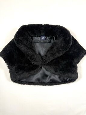 VINTAGE GAP Girls Black Faux Fur Capelet Shrug Toddler L-XL 3T-5T Holiday Formal